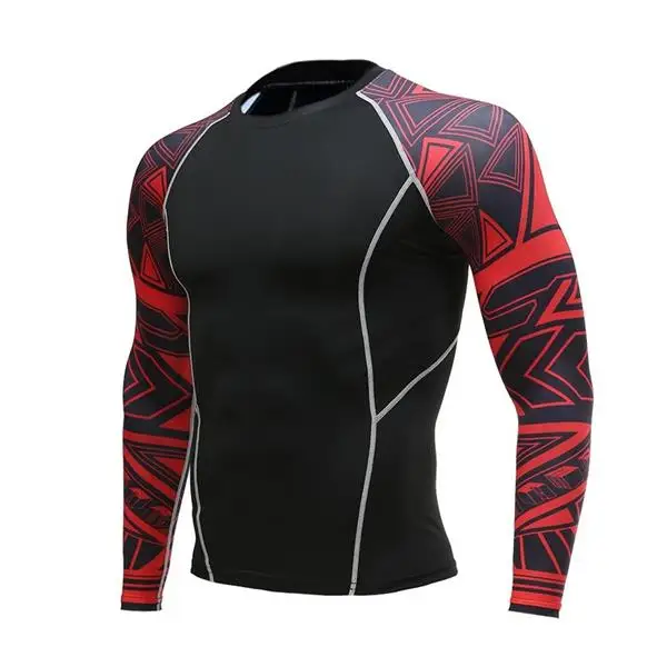 Мужская футболка для фитнеса с длинным рукавом, Рашгард, бодибилдинг, облегающая компрессионная рубашка, эластичные спортивные топы для спортзала, бега, одежда для велоспорта - Цвет: Photo Color