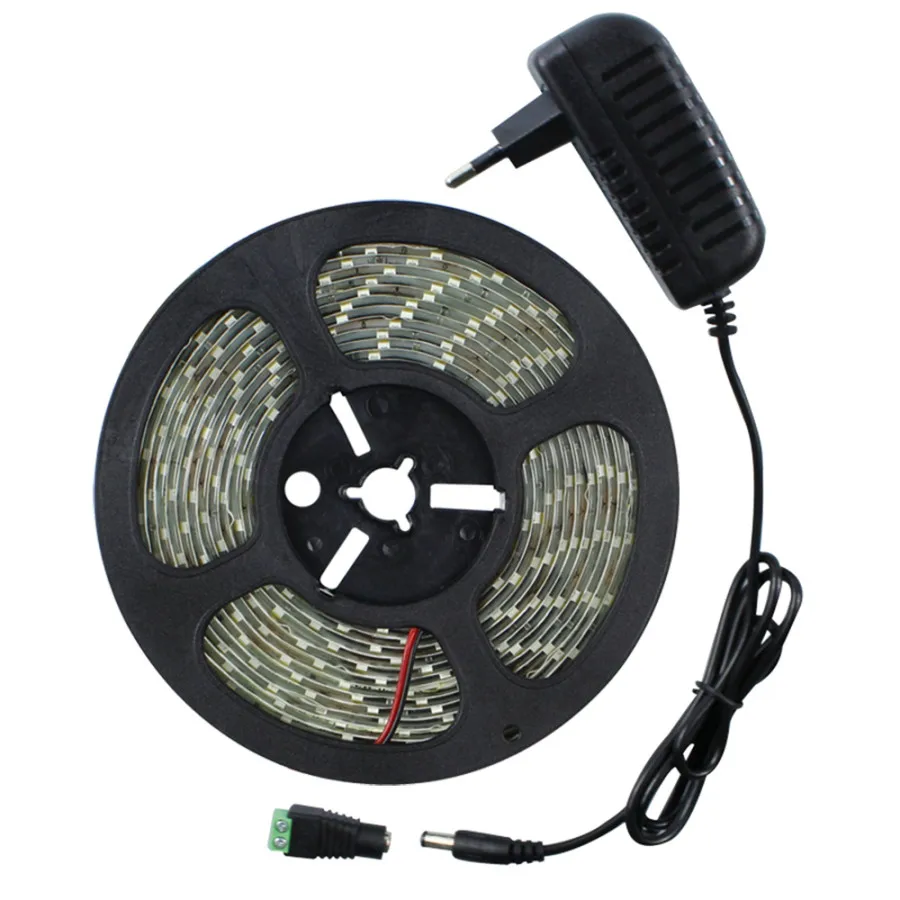 

High Brightness Flexible LED Strip 5630 SMD IP65 Waterproof 5M 60LEDs/M +DC Female Connector + 12V 2A Power Supply Adapter