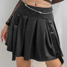 Плиссированные юбки для девочек, женские короткие мини-юбки в Корейском стиле с высокой талией, летняя женская однотонная Сексуальная хлопковая юбка