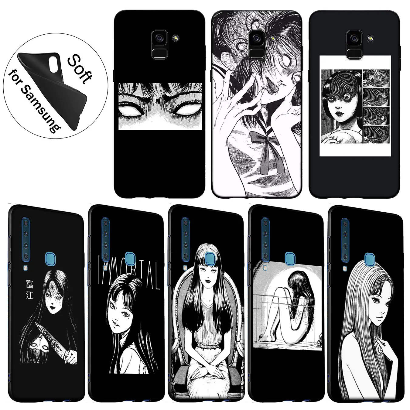 

IYICAO horror comic junji ito Tomie Tees Soft Silicone Case for Samsung Galaxy A6 Plus A9 A8 A7 2018 A3 A5 2016 2017 Note 9 8