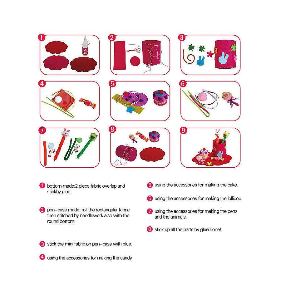 DIY ручной работы фетровая ткань ручка контейнер, ремесла и швейные нетканые карандаш держатель Дети Развивающие игрушки для рукоделия
