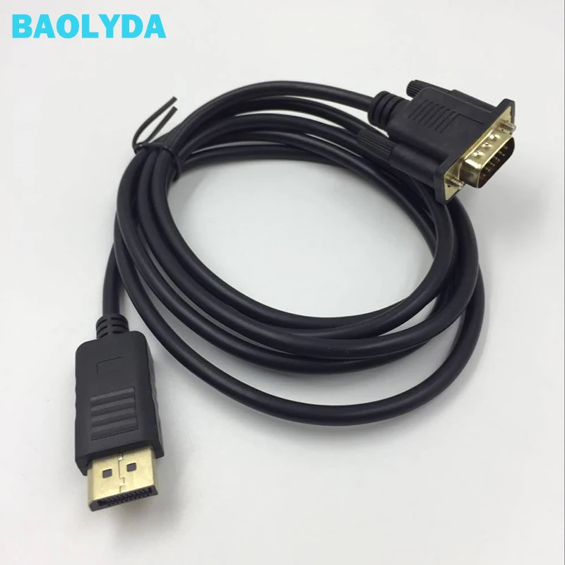 

Baolyda 1.8M Displayport DP To VGA Converter Adapter 1080p High Display Port DP Male To VGA HD-15 Male Cable For PC Laptop