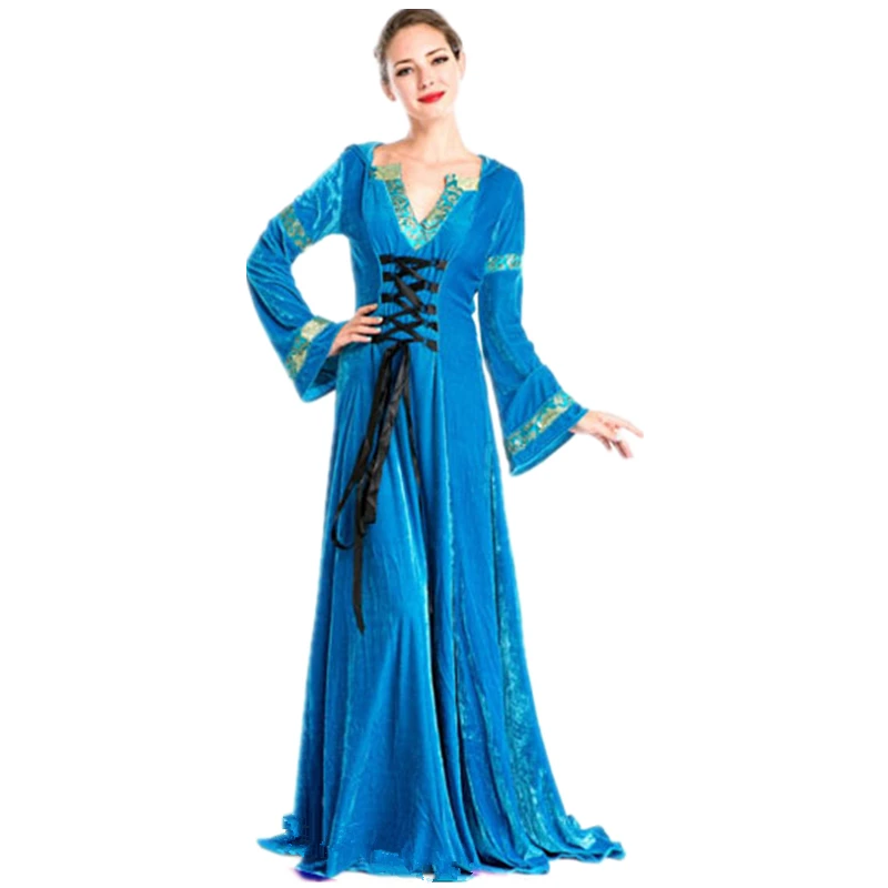 Wholesale Princess Style Blue Classic Palace Costume Fantasy Halloween