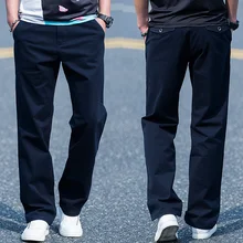 Новое поступление осень и зима Повседневное эластичный натуральный хлопок молодых Для мужчин с длинным Брюки для девочек свободные высокое качество супер большой размер 28-42 44 46