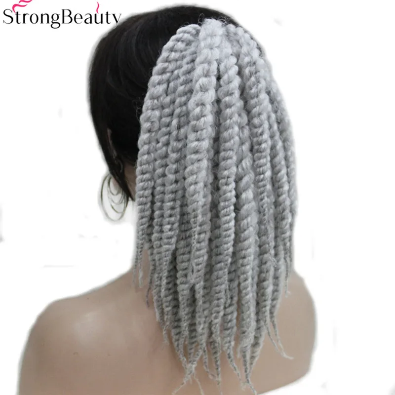 

Strong Beauty African American Braids Braided Silver Grey Synthetic Ponytail Extension Hairpiece Claw Clip