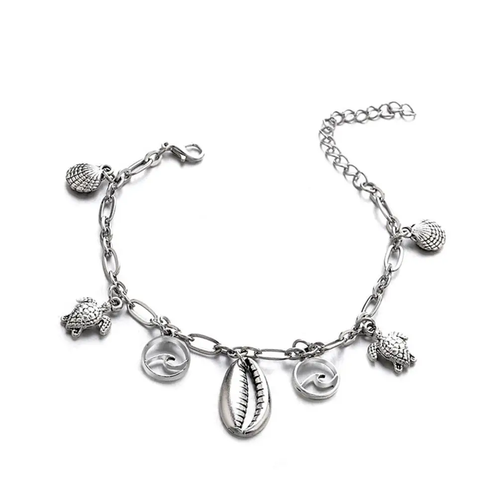 

DreamBell Women Silver Color Simple All-match Starfish Shell Turtle Conch Pendant Anklet Women Casual Jewelry