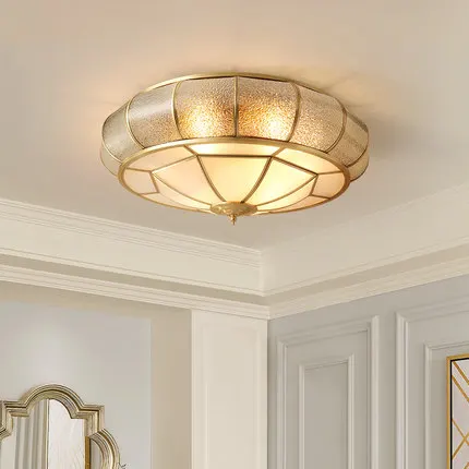 

Nordic round led ceiling lamp home bedroom simple kitchen study copper hanging lamp