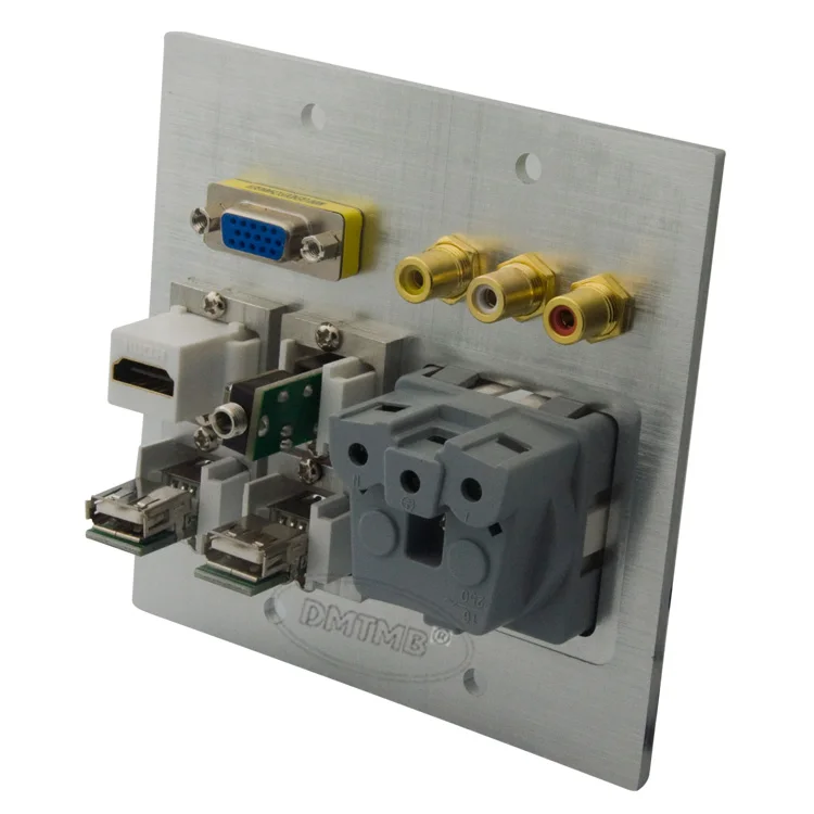 120X120 мм алюминиевая лицевая пластина с HDMI 3 5 аудио 3RCA AV USB VGA ЕС настенная и