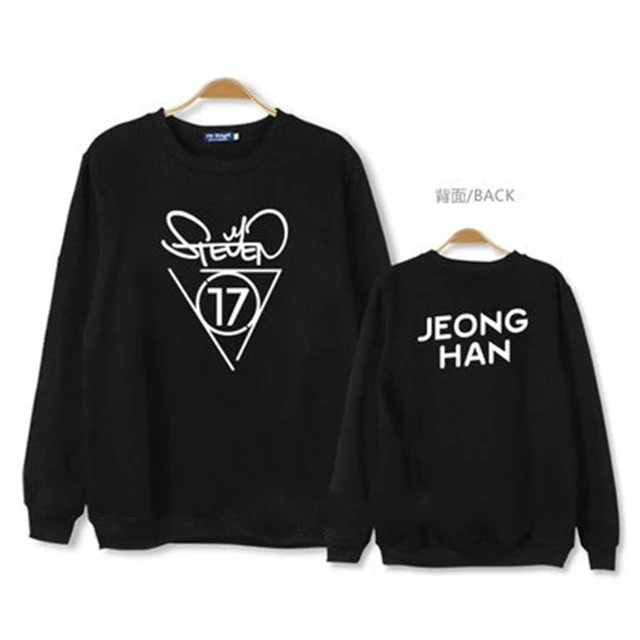 Seventeen Kpop Clothes Black Cotton Unisex Women Men Fashion