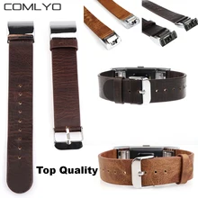 Горячая COMLYO ремешок из натуральной кожи для браслета Fitbit Charge 2 замена ремешок для Fitbit Charge2 браслет со стальной пряжкой