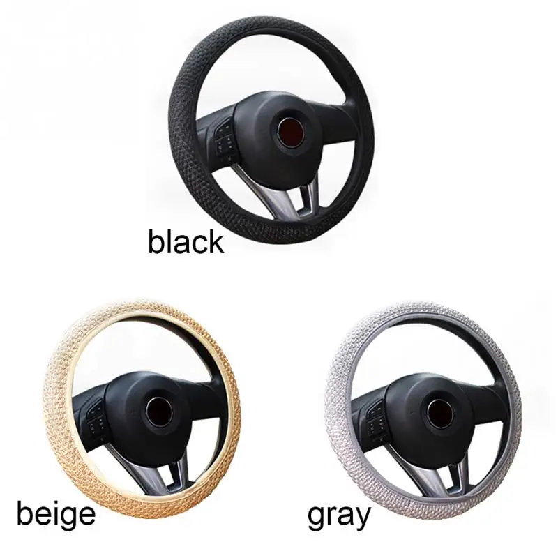 

1PC Universal leather Elastic Handmade Skidproof Steering Wheel Cover 3 Colors Car Auto 36/38cm
