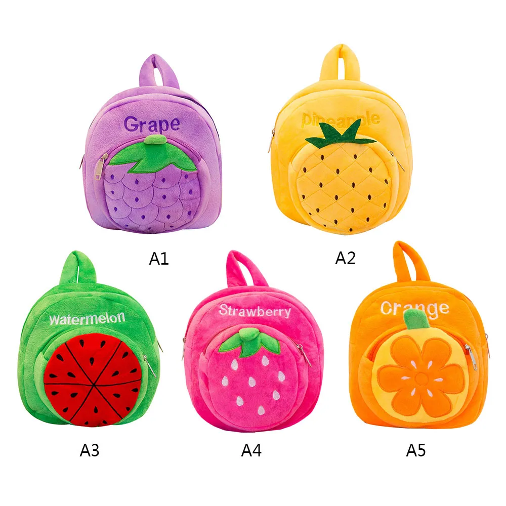 Cute Cartoon Fruit Baby Toy School Bag Fruit Shape Mini Plush Backpack Kids Outdoor Travel Pack 2