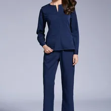 Осень-зима больница медицинские наборы для скраба стоматологическая клиника Красота Салон спецодежды одежда врач-медсестра с длинным рукавом униформы