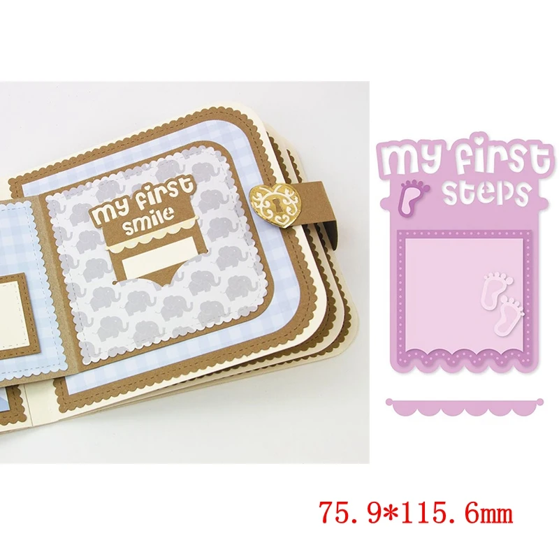 

My First Steps Frame Metal Cutting Dies Stencils for DIY Scrapbooking Photo Album Decorative Embossing Paper Card Crafts Die Cut