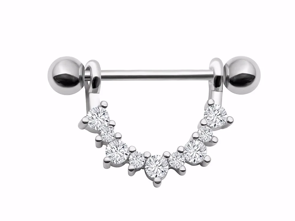 

Lot10pcs 14G Body Piercing Jewerly Nipple Shield Ring Bar Piercing Crystal CZ Gems NEW Body Jewelry