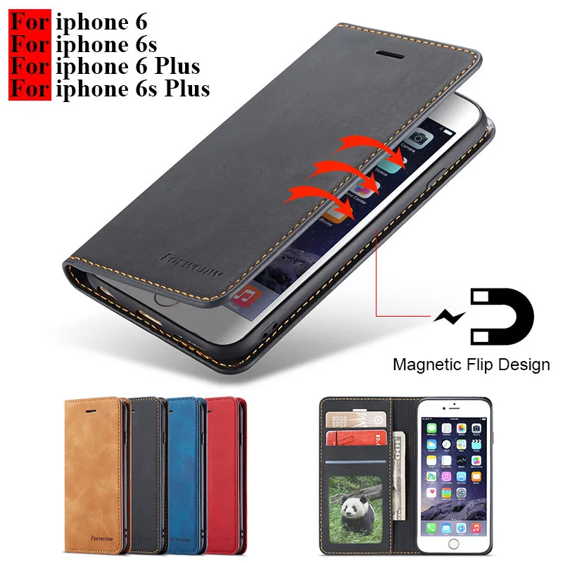 

Magnetic Luxury Leather Flip Case For iPhone 6 Wallet Cover iphone 6s Case With Card Holder Phone Bag For iPhone 6 6s Plus Coque