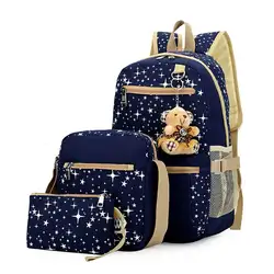 Для женщин холст 4 шт./компл. школьные рюкзаки для колледжа школьный мода plecak для подростков и девочек рюкзак для мальчиков Moclila сумка