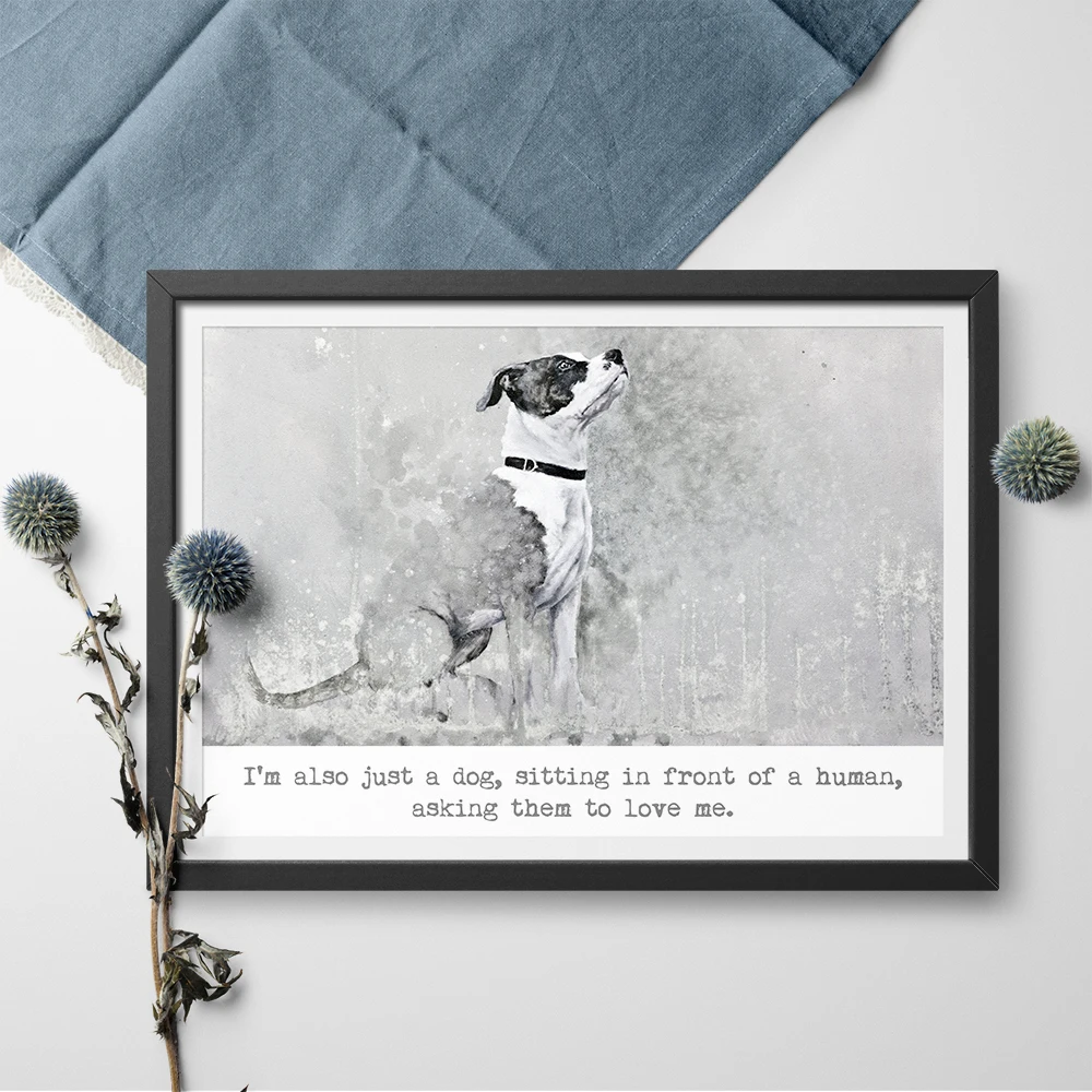 

A Sitting Dog Pitbull Art Print Poster Animal Canvas Painting Wall Art For Home Decoration Wall Pictures Unframed