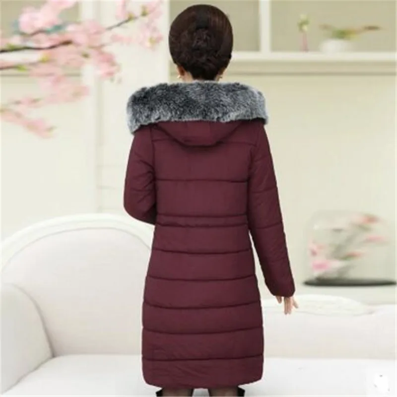 Chaud Wine Femmes Taille Manches 1122 Au Capuchon Nouveau Haute Red Lâche Moyen Garder Vêtements D'âge De Longues Coton Qualité black Grande Down Manteau w1Z4SCntxq