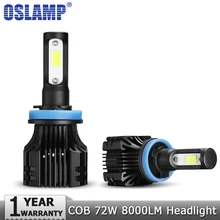 Oslamp 72W COB LED Car Headlight Bulbs H4 H7 H11 H1 H3 9005 9006 9007 Hi-Lo Beam 8000lm 6500K Auto Headlamp Fog Light DC12v 24v