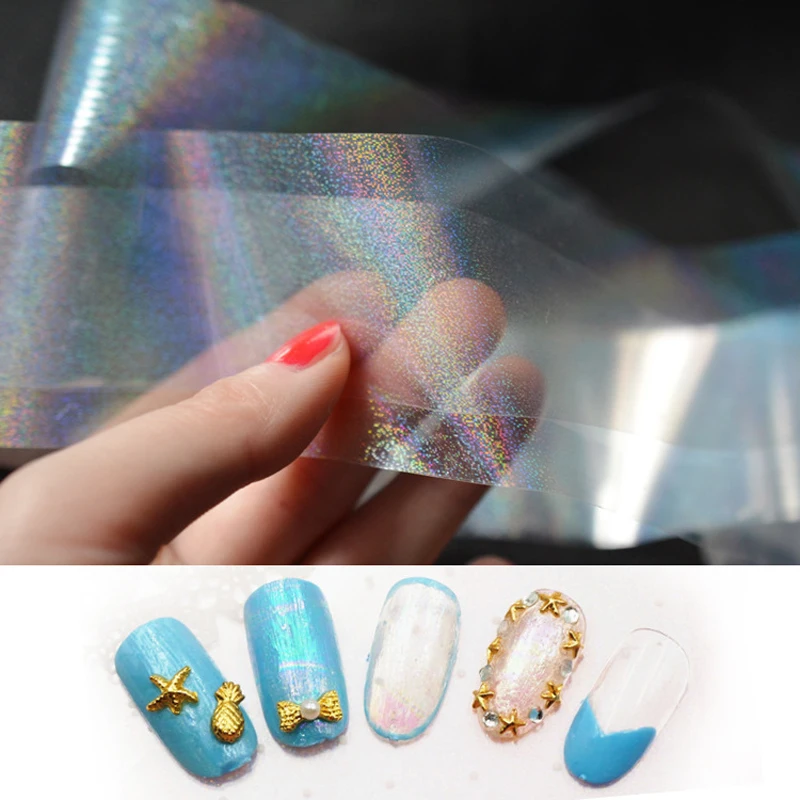 

Holographic Transparent Aurora Star Nail Foils 4*20cm Nail Art Transfer Sticker Decal Manicure Holo Nail Foil Stickers