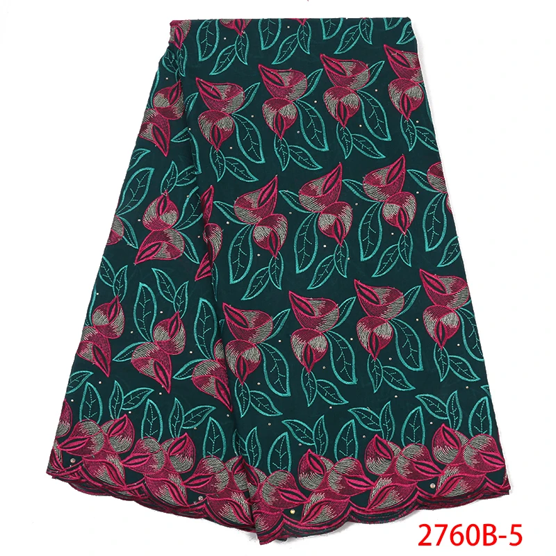 

2019 Swiss Voile in Switzerland Lace Fabric 100% Cotton Material Nigerian Embroidered with Rhinestones for Dresses KS2760B-5
