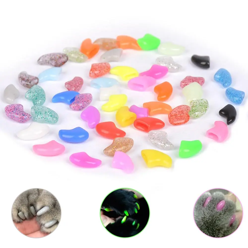 

20pcs Silicone Soft Cat Nail Caps / Cat Paw Claw / Pet Nail Protector/Cat Nail Cover with free Glue and Applictor