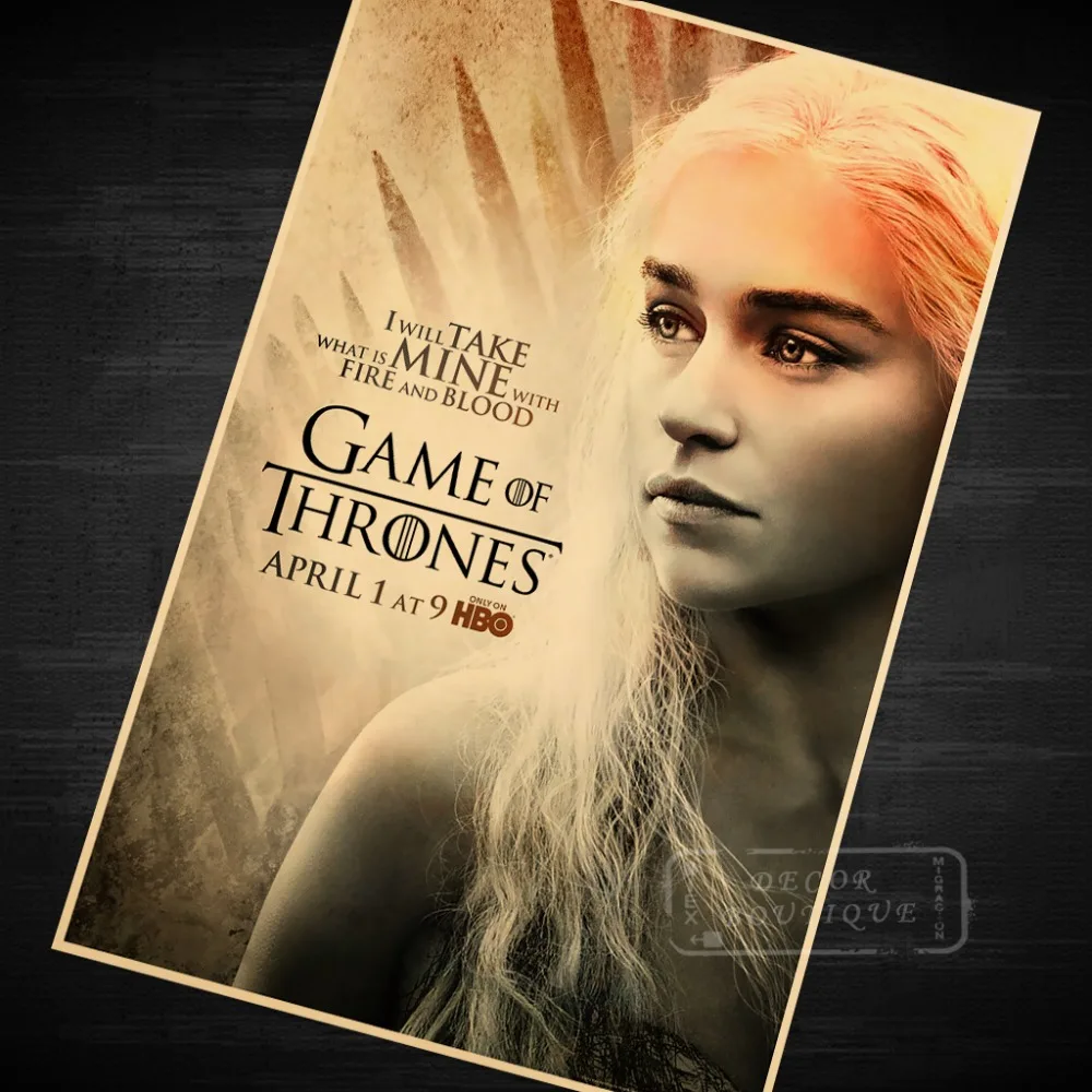 Daenerys Targaryen Song of ice and Fire Map Classic Vintage Retro Kraft Canvas Poster Maps Home