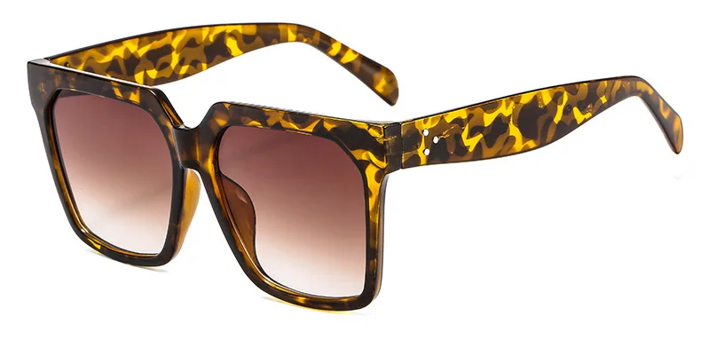 Шауна негабаритный квадратный солнцезащитные очки для женщин модные украшение для ногтей градиент солнцезащитные очки для мужчин - Цвет линз: Leopard Tea