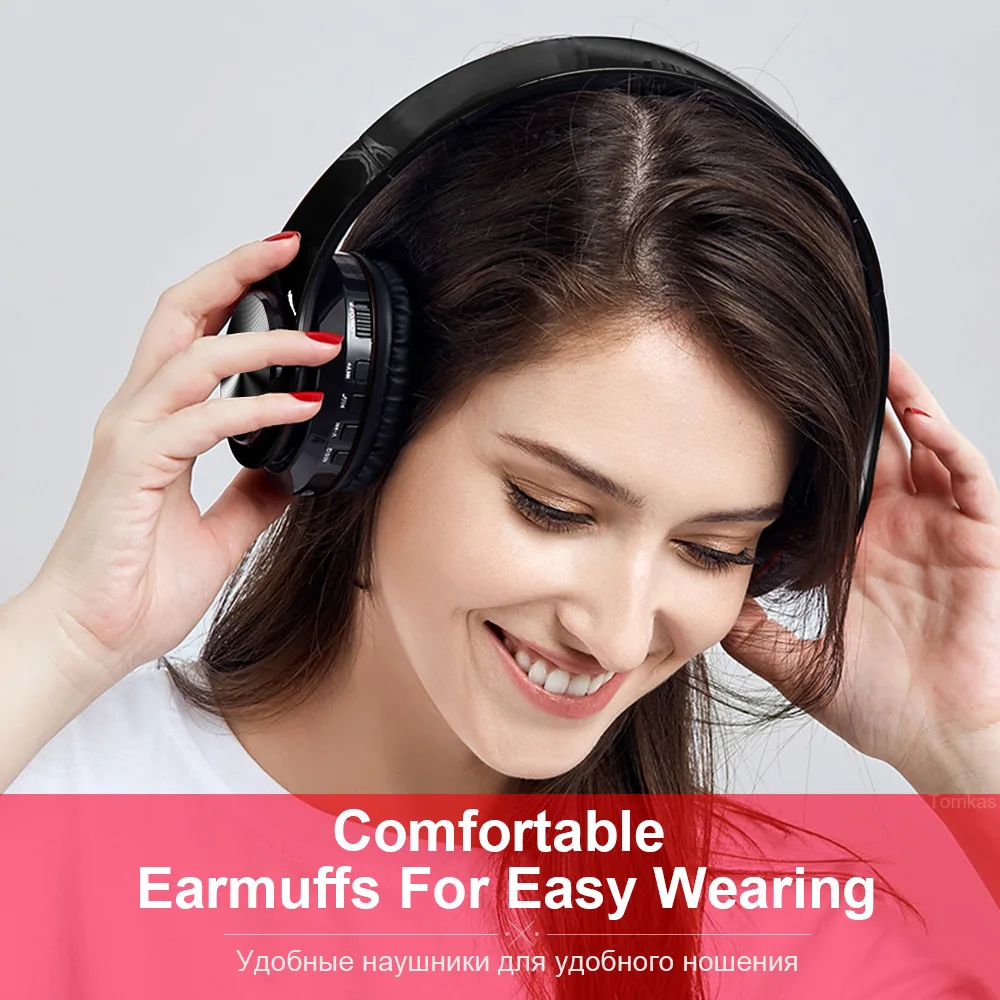 TOMKAS Bluetooth Headphone Wired Wireless Headphones Bluetooth Headset Foldable Stereo Gaming Earphones With Mic Support TF Card