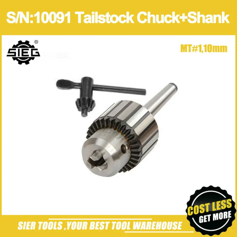 

Free Shipping!/S/N:10091 Tailstock Chuck+Shank/MT#1,10mm Drill Chuck/SIEG C1/M1 Chuck