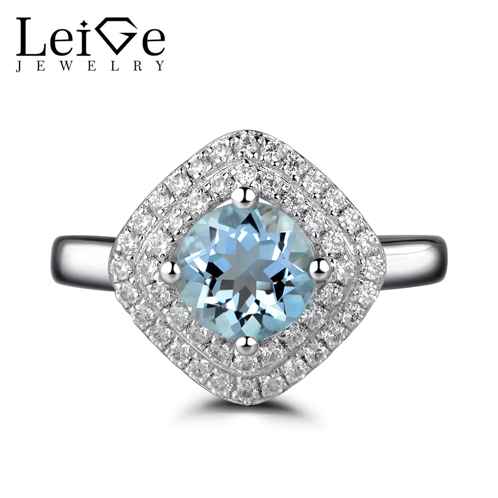 Leige Jewelry Double Halo Aquamarine Rings for Women Sterling Silver 925 Wedding Engagement Blue Gemstone Ring Round Cut
Leige Jewelry Double Halo Aquamarine Rings for Women Sterling Silver 925 Wedding Engagement Blue Gemstone Ring Round Cut
