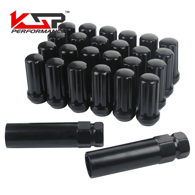 

KSP Set of 24 Pieces Black 14x1.5 Closed End Duplex XL Spline Lug Nuts With 2 Keys For CHEVY GMC SILVERADO HUMMER
