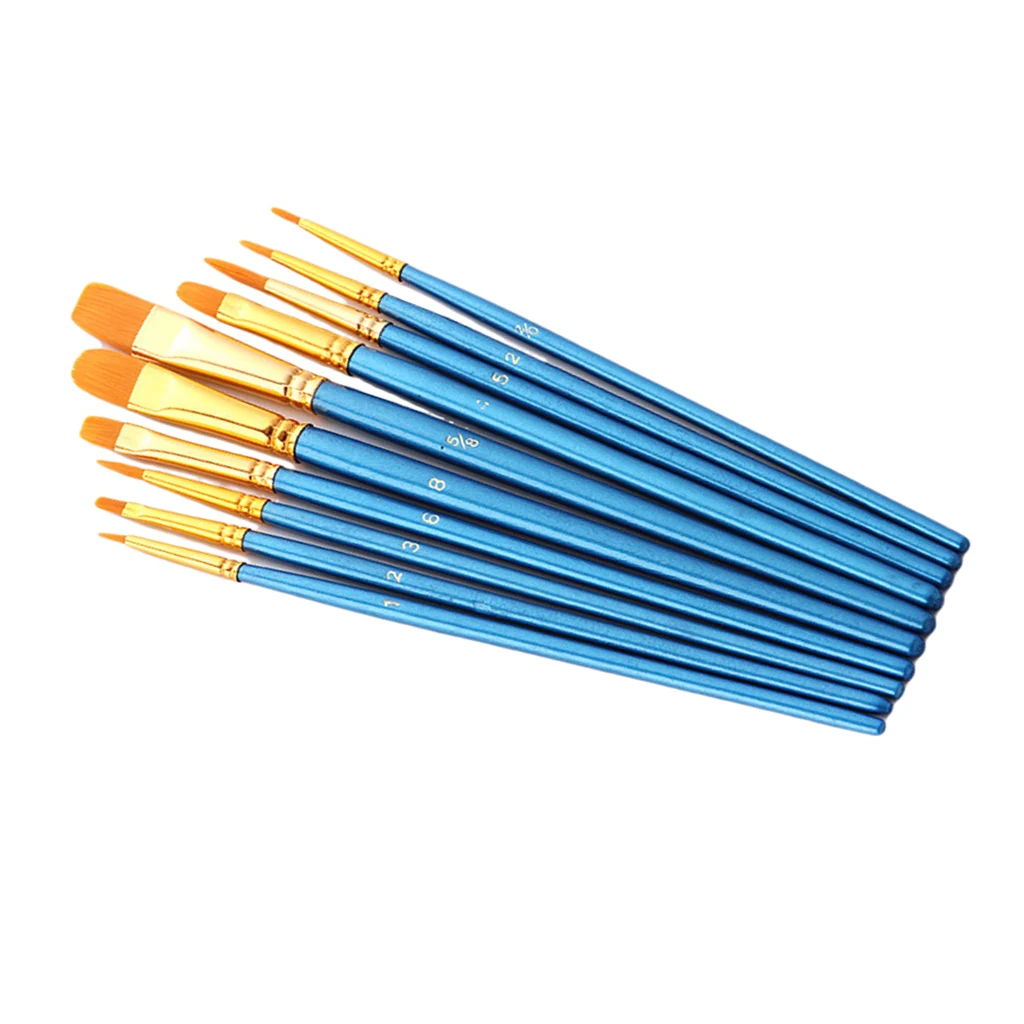 10pcs Assorted Size Paint Brushes for Art Painting Hobby Models Craft Acce