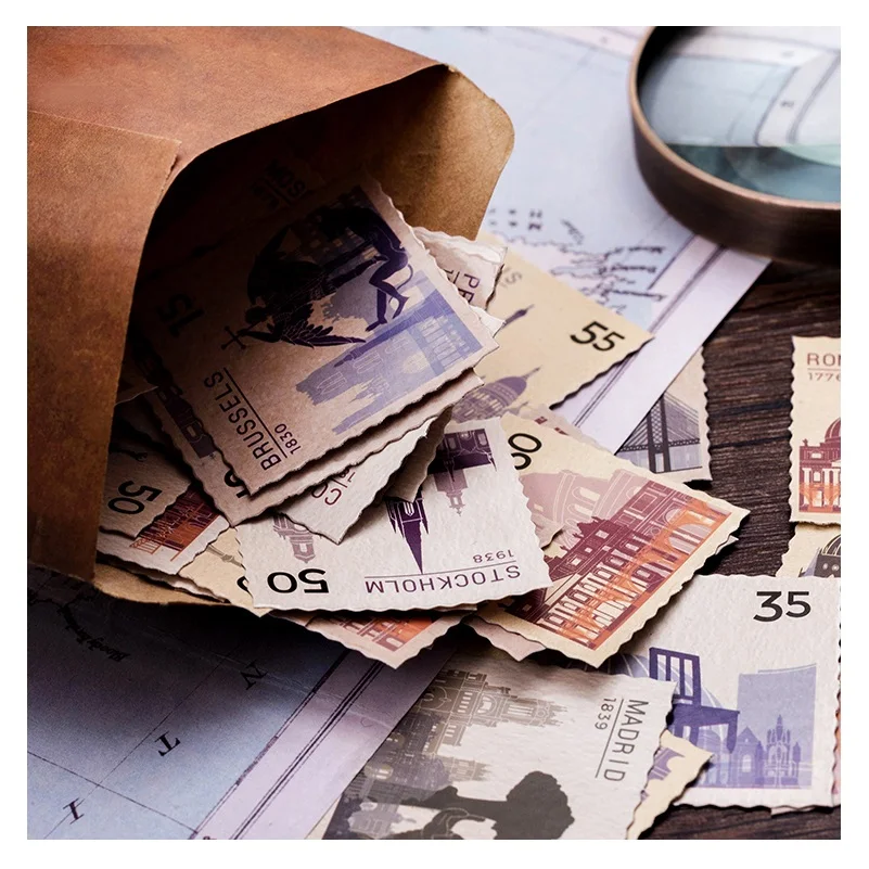 

46Pcs/Set Various Countries Stamp Sticker Decorative Mobile Stickers DIY Scrapbooking Label Album Sticker