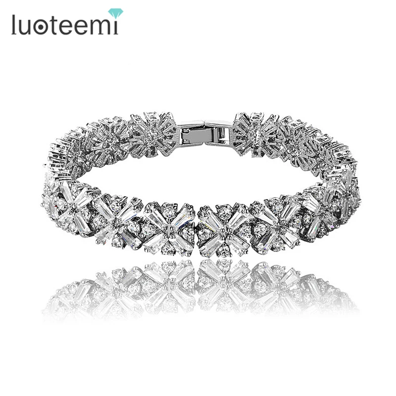 Luoteemi Фирменная Новинка Роскошные Для женщин браслет цепочка Свадебные Циркон