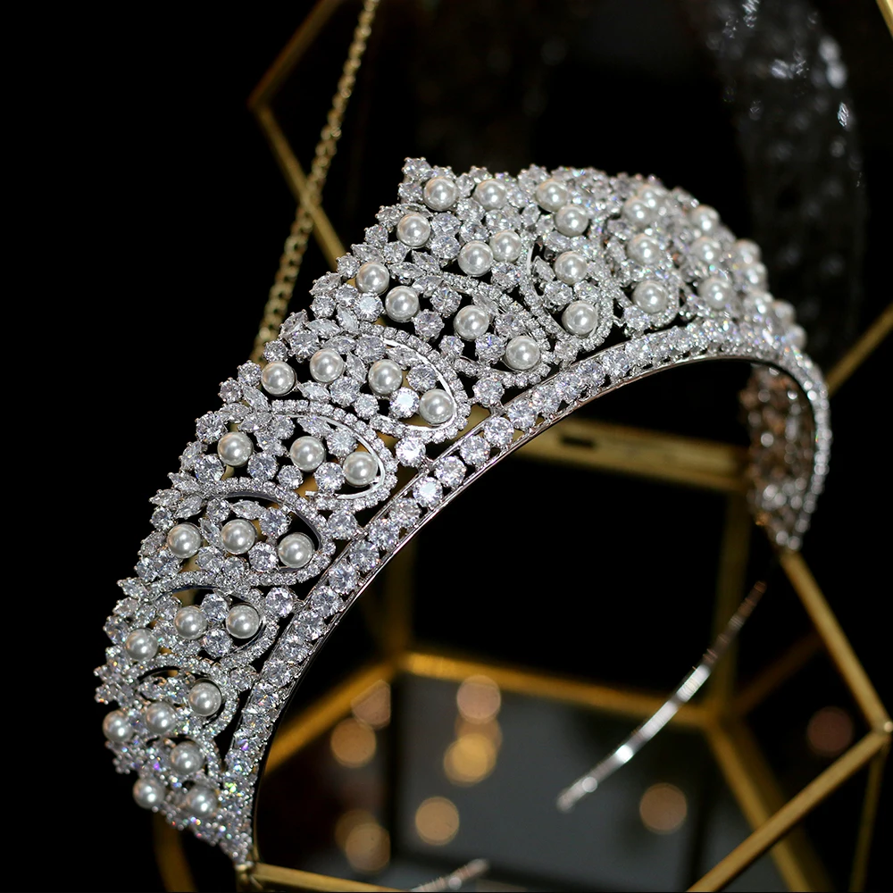 2019 luxury crystal new wedding hair accessories bride pearl crown / headdress wedding dress accessories