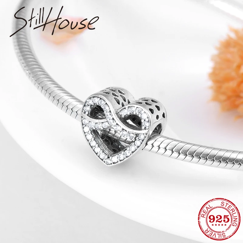 

Number 8 in heart shape Sterling Silver Hollow out CZ Charms bead Fit Original Pandora Charm Bracelet Bangles Jewelry making