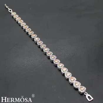 

Hermosa Jewelry Heart Love Honey Morganite Silver Colorr Bracelets 7" 18cm