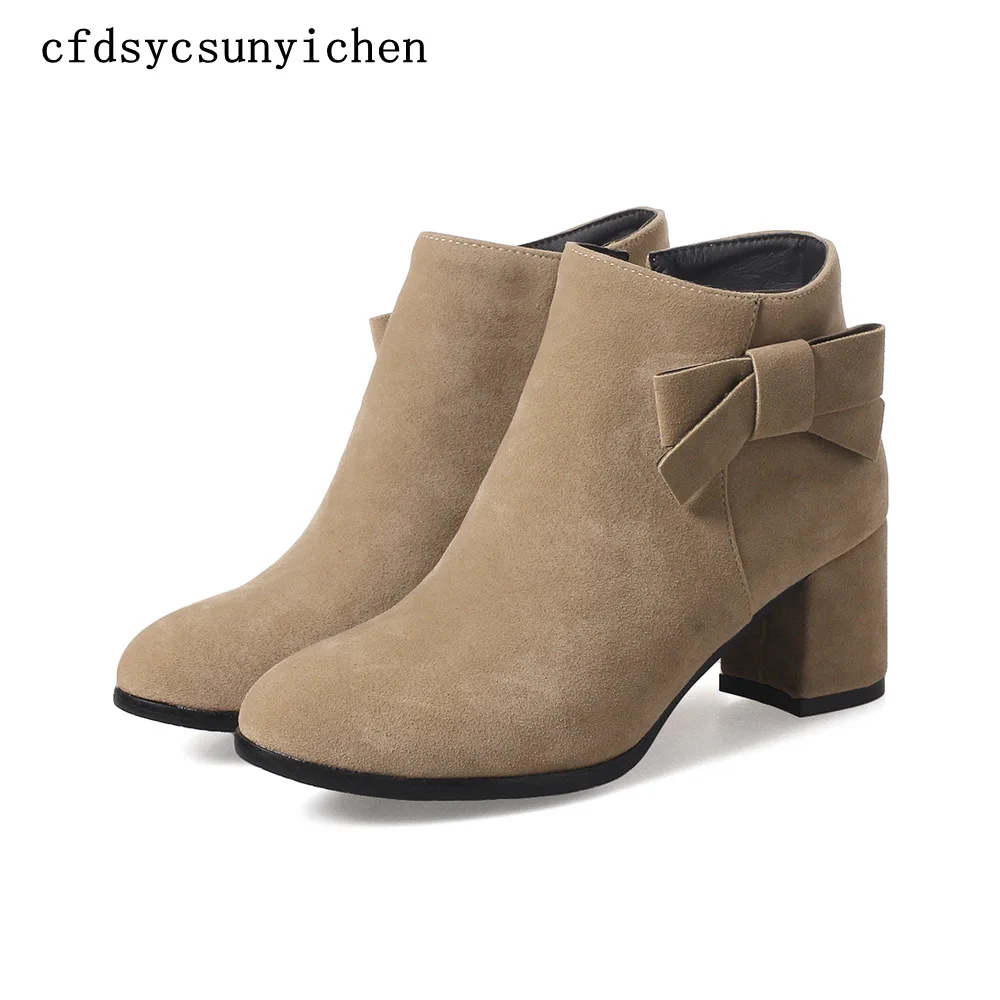 

Women Shoes Ankle Boots Apricot B Black Big Size High Quality Brand Women Shoes High Square BA-ALS-S63