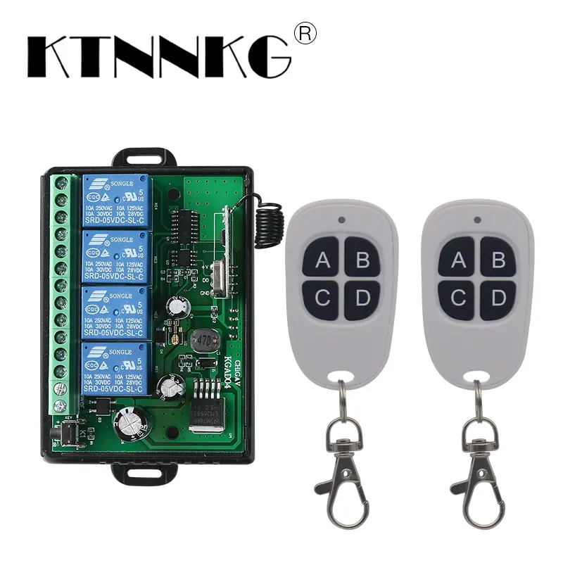 

KTNNKG 12V 10A 4Gangs remote control switch smart home life switch LED small light switch Jog self-locking interlock 3 modes DIY