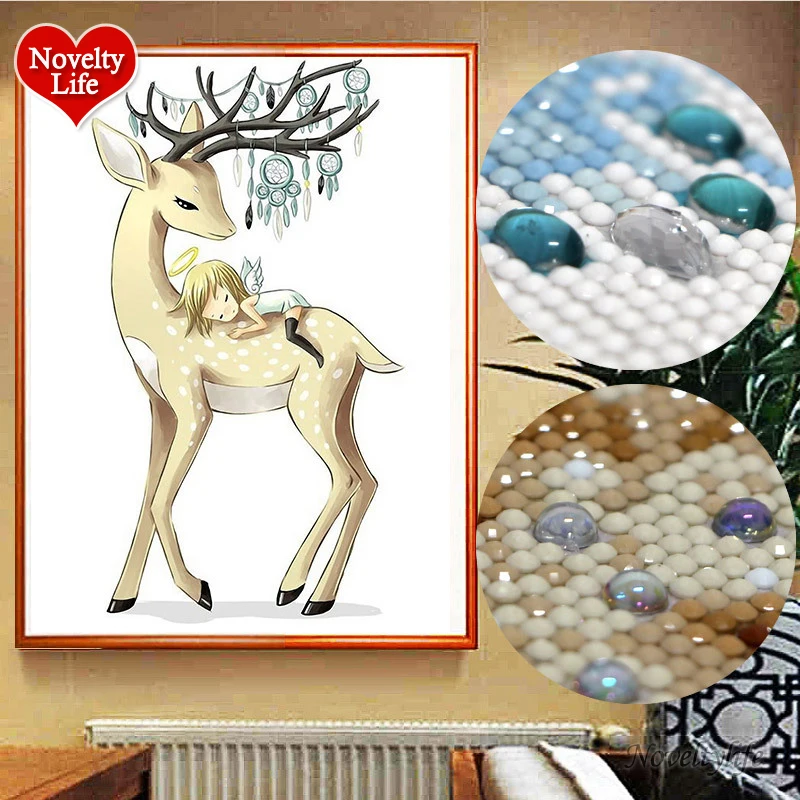 

Special Shaped Full Diamond Embroidery Mosaic Diamond Painting Cross Stitch Wall Sticker Nordic Deer Angel Cartoon Picture Gift