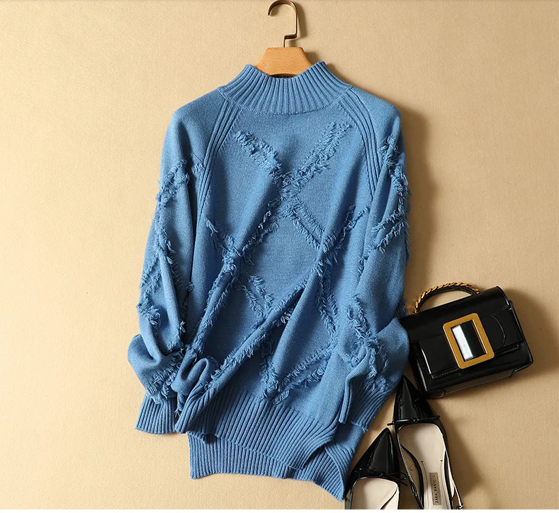 2019 Spring  New Women Fashion Turtleneck Sweater Knitting High-Quality Pullover Shrug Women Sweater R1016