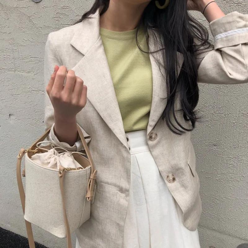

Women Spring Autumn Linen Jacket Coat Pocket Outwear Blazer Loose Plus Size Casual Tops Femme Elegant Stylish 2019 New