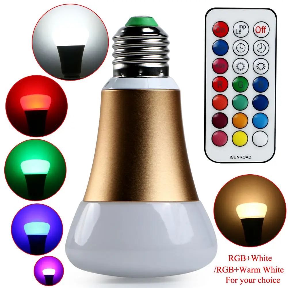 2017 New Gold/Silver E27 10W Colorful Changing LED Bulb Light Lamp with Remote Control RGB Stage Lamp AC 85-265V