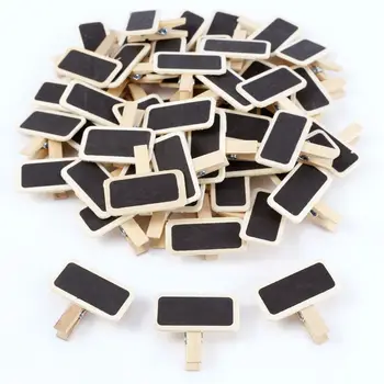 

50 Mini blackboard wood message slate rectangle clip clip panel card memos label brand price place number table