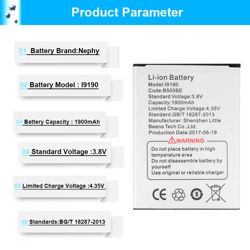 100% Оригинальный аккумулятор Nephy для Samsung Galaxy S4 mini i9190 i9192 GT 1900mAh 2019 новый
