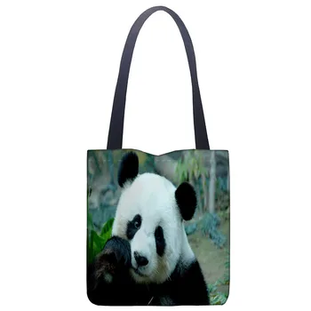 

Best Nice Bag Panda Handbag Fashion Printing Soft Open Pocket Casual Tote Double Shoulder Strap For Women Student