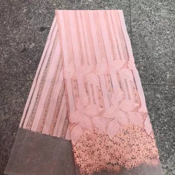 

African wedding pearl lace fabric , tulle pure hand 3D embroidery mesh lace, pearl bead quality African heavy bead fabric ZYY08