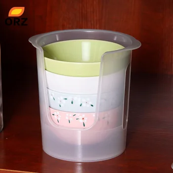 

ORZ Bowl Storage Rack Kitchen Dish Rack Holder Organizer Transparent PP Bowl Dish Draining Keep Drying Storage Basket Box